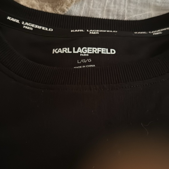 Karl Lagerfeld Paris Womens Front Tie Button Detail Sweatshirt - Picture 2 of 6